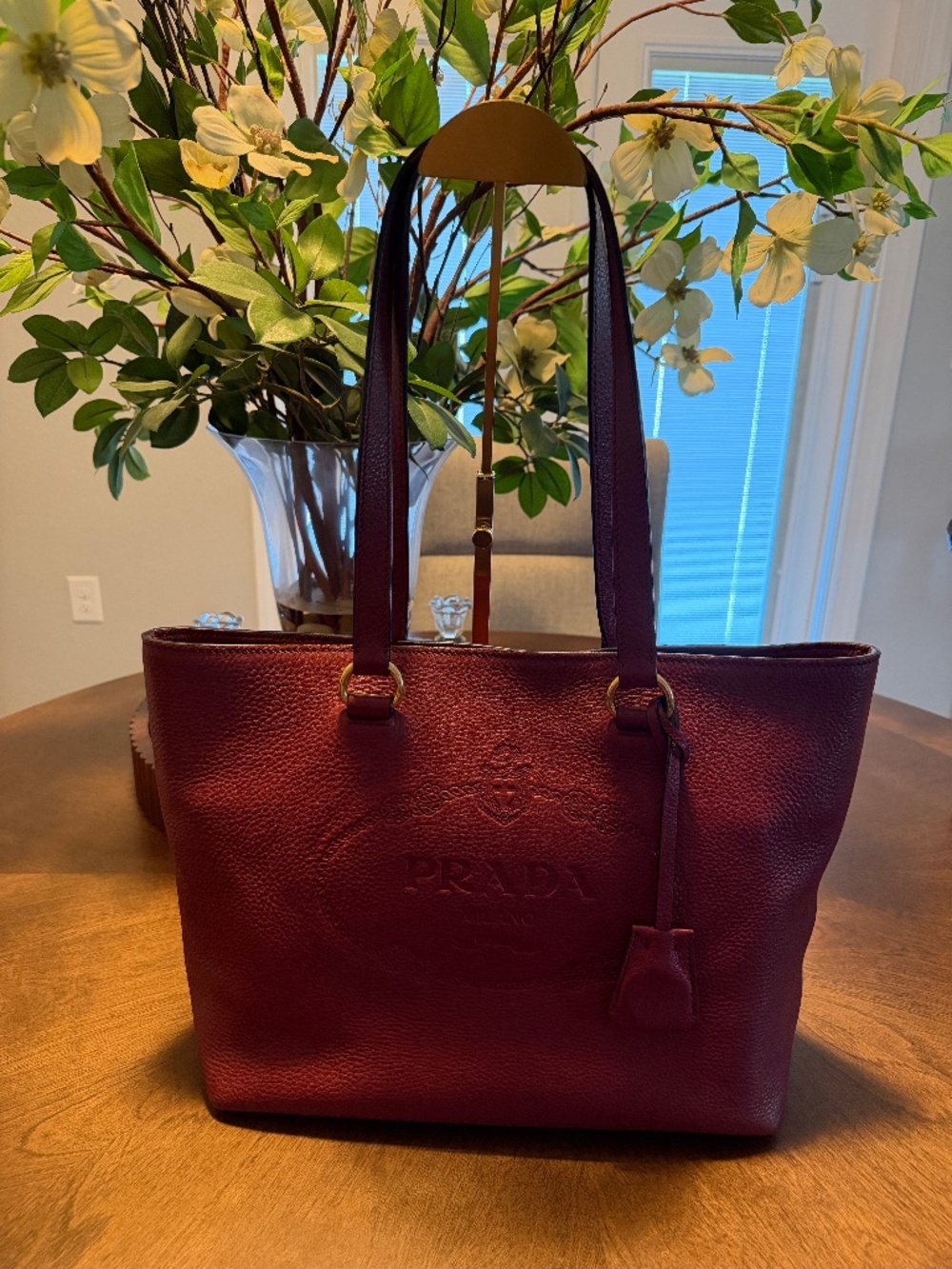 Prada Red Vitello Daino Leather Tote